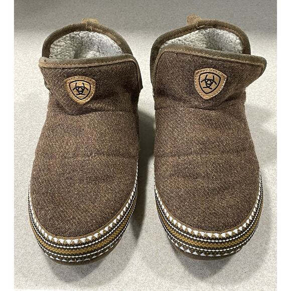 Ariat Women's Size Large 8.5/9 Warm Pull On Bootie Slippers Denim Stripe-Comfort - Picture 2 of 11